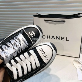 Chanel Canvas Sheepskin Inner Casual Sneakers Black