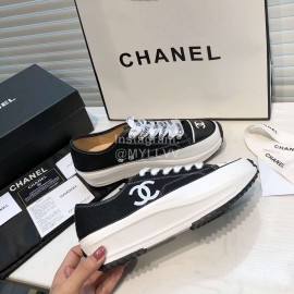 Chanel Canvas Sheepskin Inner Casual Sneakers Black