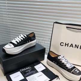 Chanel Canvas Sheepskin Inner Casual Sneakers Black