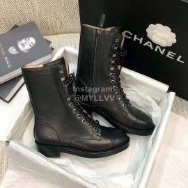 Chanel Black Leather Motorcycle Boots