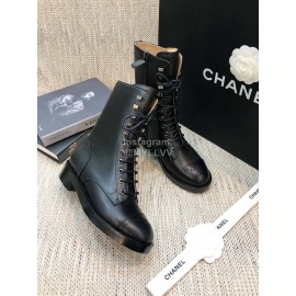 Chanel Black Leather Motorcycle Boots