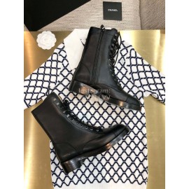 Chanel Black Leather Motorcycle Boots