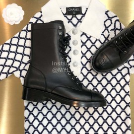 Chanel Black Leather Motorcycle Boots