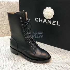 Chanel Black Leather Motorcycle Boots