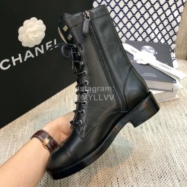 Chanel Black Leather Motorcycle Boots