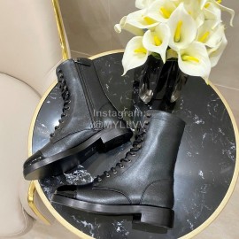 Chanel Calfskin Lace Up Boots