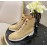 Chanel Calfskin Lace Up Boots Khaki