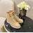 Chanel Calfskin Lace Up Boots Khaki