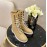 Chanel Calfskin Lace Up High Boots Khaki