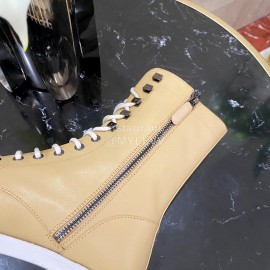 Chanel Calfskin Lace Up High Boots Khaki
