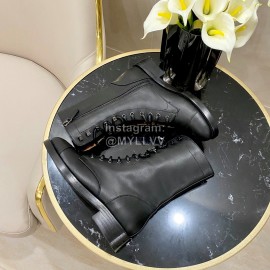 Chanel Calfskin Lace Up High Boots Black