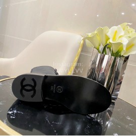 Chanel Calfskin Lace Up High Boots Black