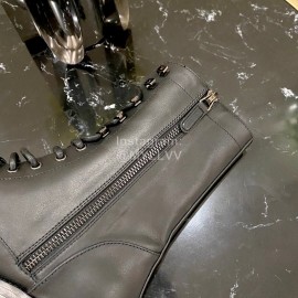 Chanel Calfskin Lace Up High Boots Black