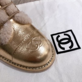 Chanel Winter Plush Boots Gold