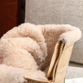 Chanel Winter Plush Boots Gold