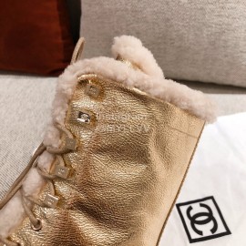 Chanel Winter Plush Boots Gold