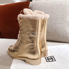 Chanel Winter Plush Boots Gold