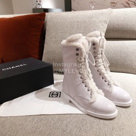 Chanel Winter Plush Boots White