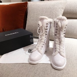 Chanel Winter Plush Boots White