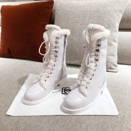 Chanel Winter Plush Boots White