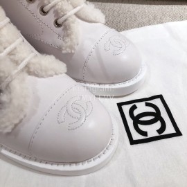 Chanel Winter Plush Boots White