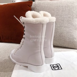 Chanel Winter Plush Boots White