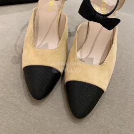 Chanel Autumn Bow Sheepskin High Heels Khaki