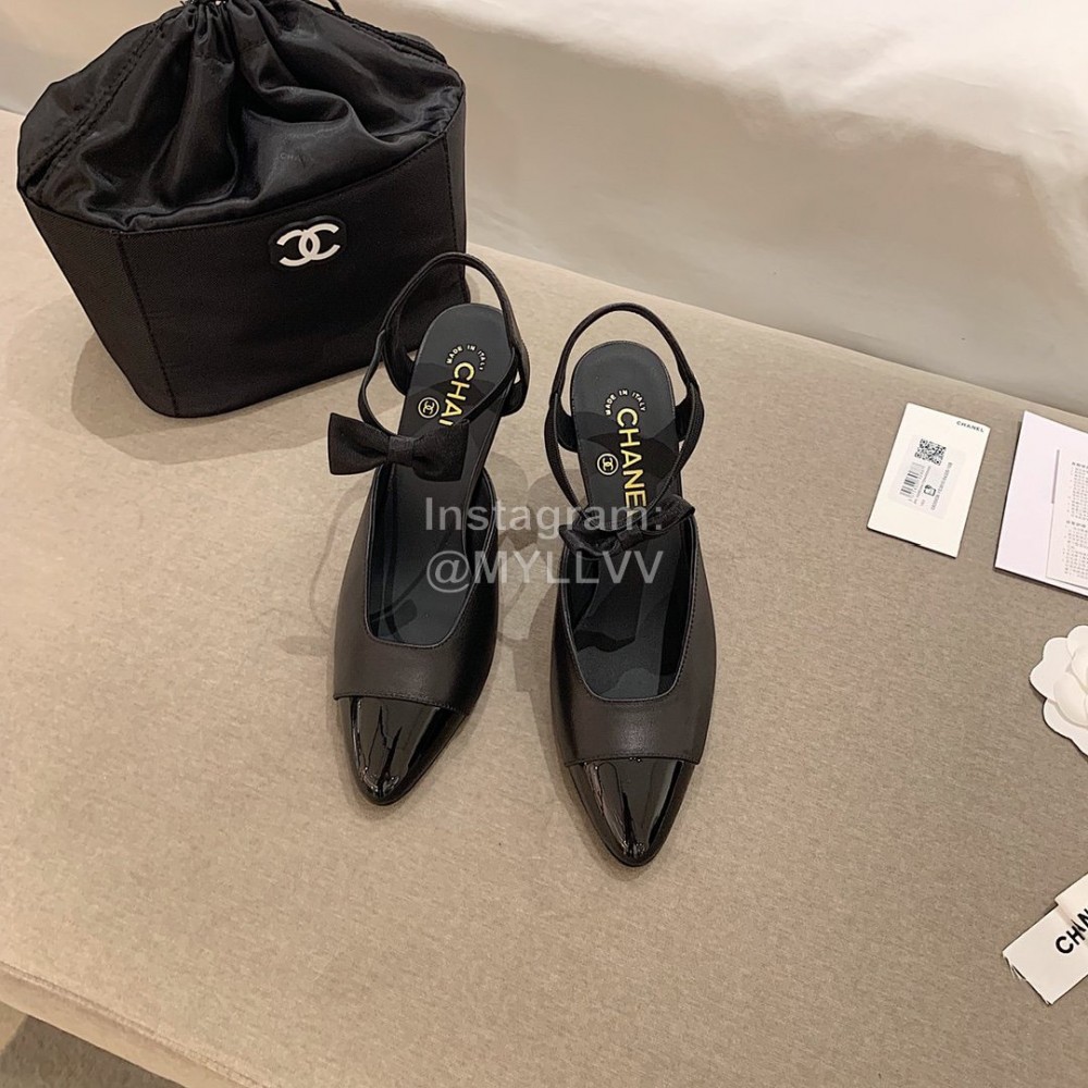 Chanel Autumn Bow Sheepskin High Heels Black