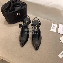 Chanel Autumn Bow Sheepskin High Heels Black