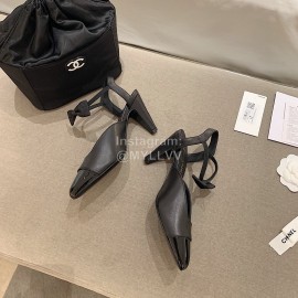 Chanel Autumn Bow Sheepskin High Heels Black