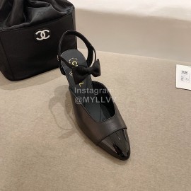 Chanel Autumn Bow Sheepskin High Heels Black