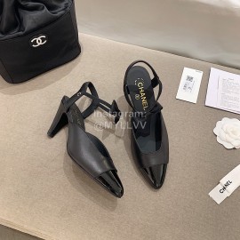 Chanel Autumn Bow Sheepskin High Heels Black