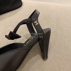 Chanel Autumn Bow Sheepskin High Heels Black