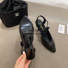 Chanel Autumn Bow Sheepskin High Heels Black