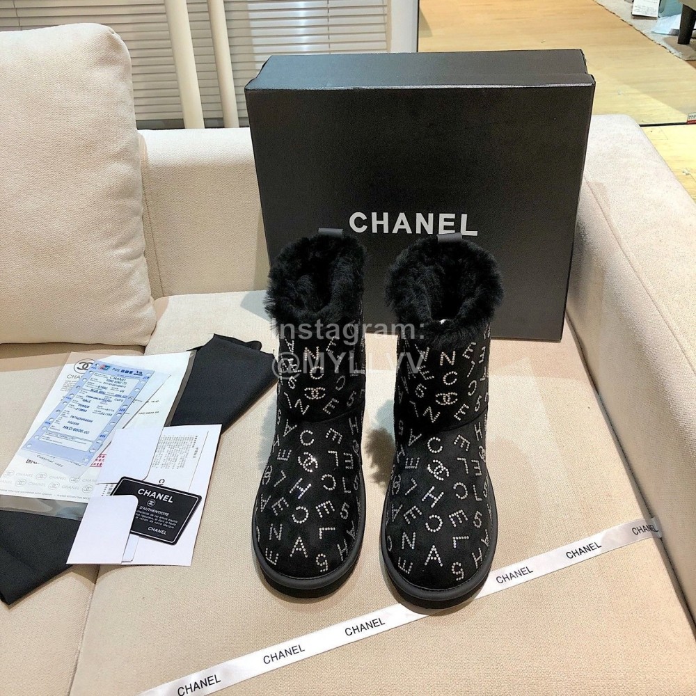 Chanel Wool Warm Boots Black