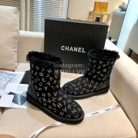 Chanel Wool Warm Boots Black