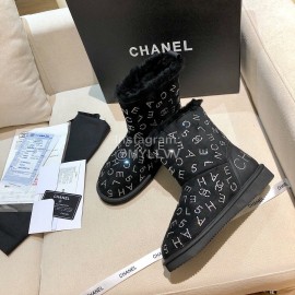 Chanel Wool Warm Boots Black