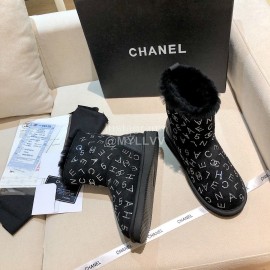 Chanel Wool Warm Boots Black