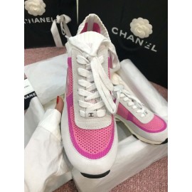 Chanel Casual Sneakers Rose Red