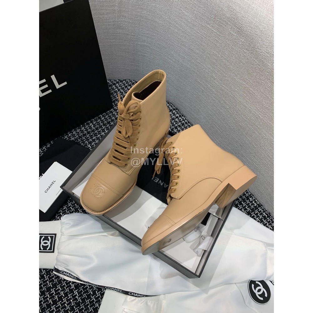 Chanel Calf Martin Boots Khaki