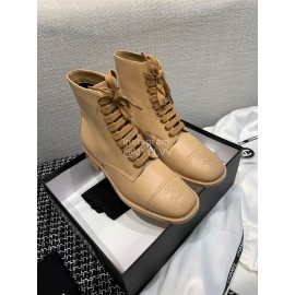 Chanel Calf Martin Boots Khaki