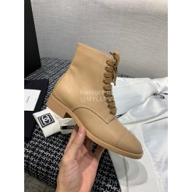 Chanel Calf Martin Boots Khaki