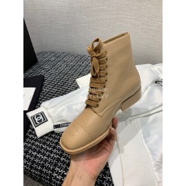 Chanel Calf Martin Boots Khaki
