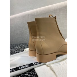 Chanel Calf Martin Boots Khaki