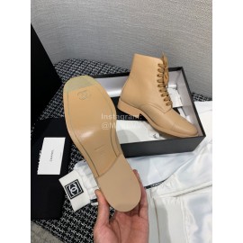 Chanel Calf Martin Boots Khaki