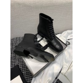 Chanel Calf Martin Boots Black