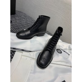 Chanel Calf Martin Boots Black