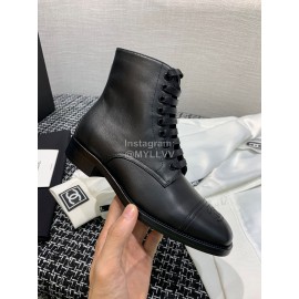 Chanel Calf Martin Boots Black