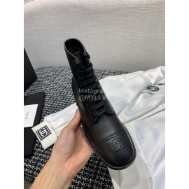 Chanel Calf Martin Boots Black