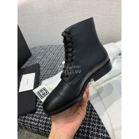 Chanel Calf Martin Boots Black